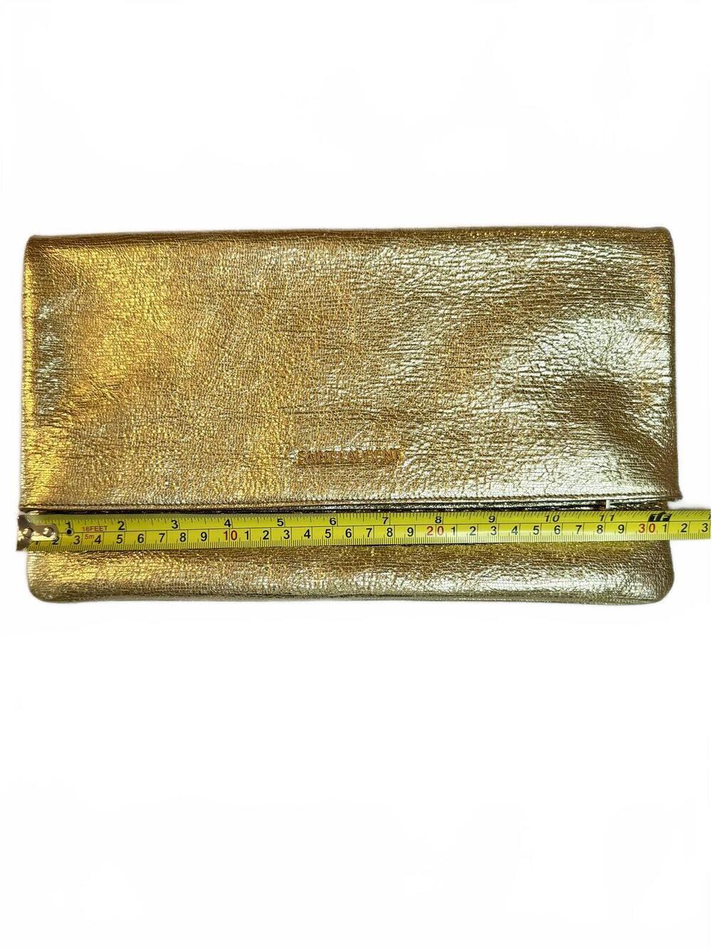 Saint Laurent Gold Metallic Leather Foldover Clutch Bag - Grained Calfskin - Picture 14 of 14